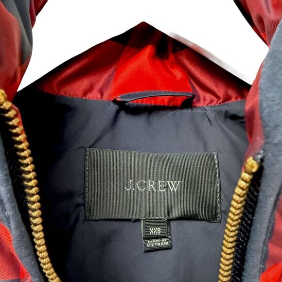 J.CREW Buffalo Check Vest XXS Puffer Red Blue Preppy Plaid Down Feather Jacket - Picture 6 of 11